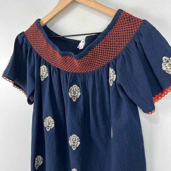 THML Navy Cotton Blouse with Embroidery XS - Picture 2 of 6